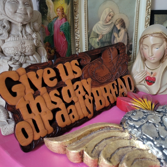 Wooden Daily Bread Mahogany Wall Art ~ Religious ~ Handmade ~ Thanksgiving Art - Picture 3 of 16